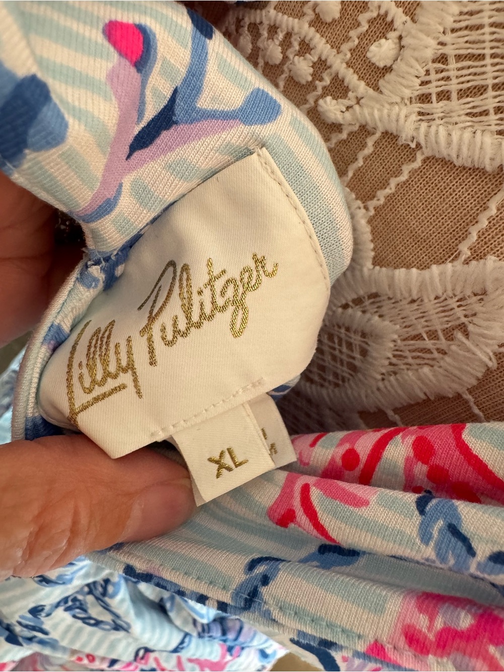 Lilly Pulitzer Classic Halter Maxi Dress with Blue and Pink Floral - Picture 4 of 4